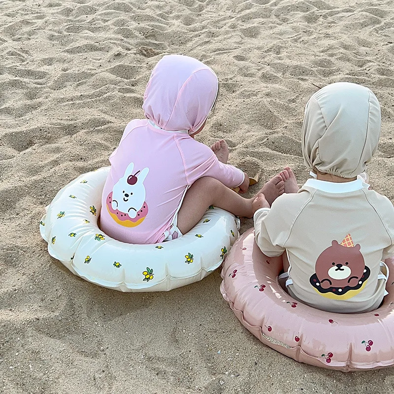 Kids swimsuits Korean Style New Children Girls Boys Swimsuit One Piece Long Sleeve Sunscreen Swimwear Infant Swimming Clothing