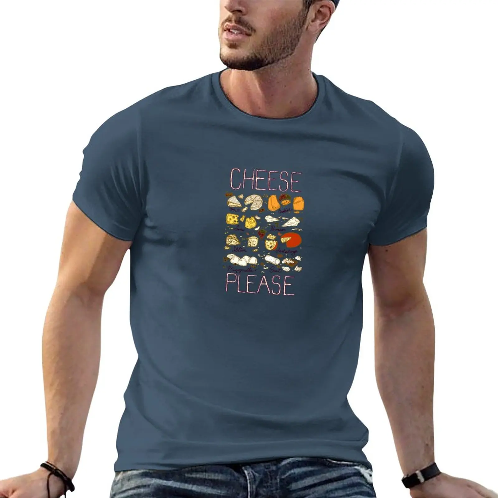 

New Cheese Please With Type T-Shirt tops funny t shirts Blouse mens funny t shirts