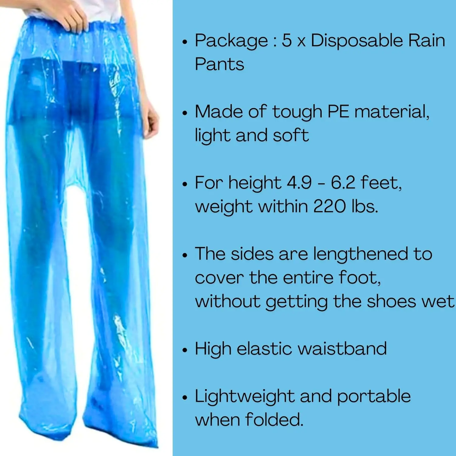 Disposable Raincoat Pants Portable Splash Proof Split Raincoat Outdoor Travel Drifting Cycling Feet-wrapped Rain Pants
