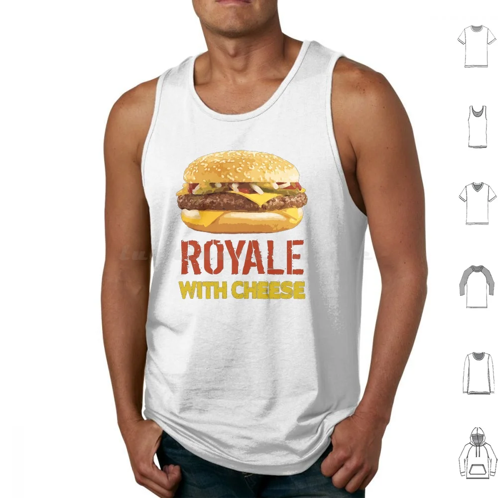 

Royale With Cheese Tank Tops Vest Sleeveless Royale With Cheese Quarter Pounder Pulp Fiction Movie Funny Royal Burger