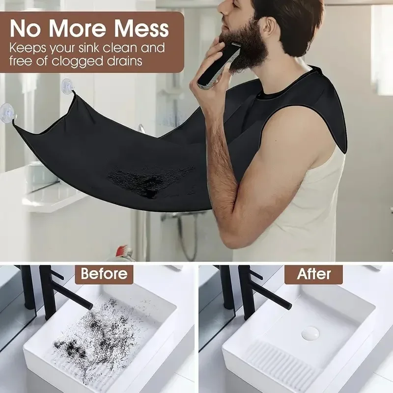 Man Shave Beard Apron Black Hair Shave Apron Ib Trimmer Holder Beard Catcher Waterproof Household Household Cleaning Tools 3