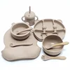 11pcs Children's Tableware Set Baby Silicone Bowl Set Baby Complementary Bowl Food Grade Silicone Fork Spoon Bowl 3