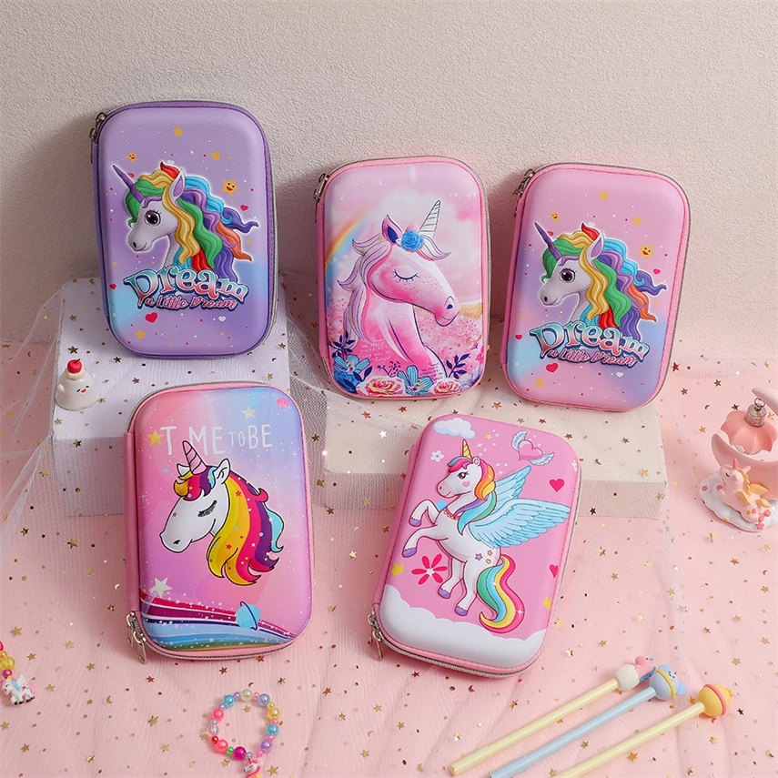 

Unicorn Pencil Case Kawaii Cases 2023 Back To School Supplies Estuche Korean Stationery Pencilcase Trousse 3d Eva Licorne Penbox