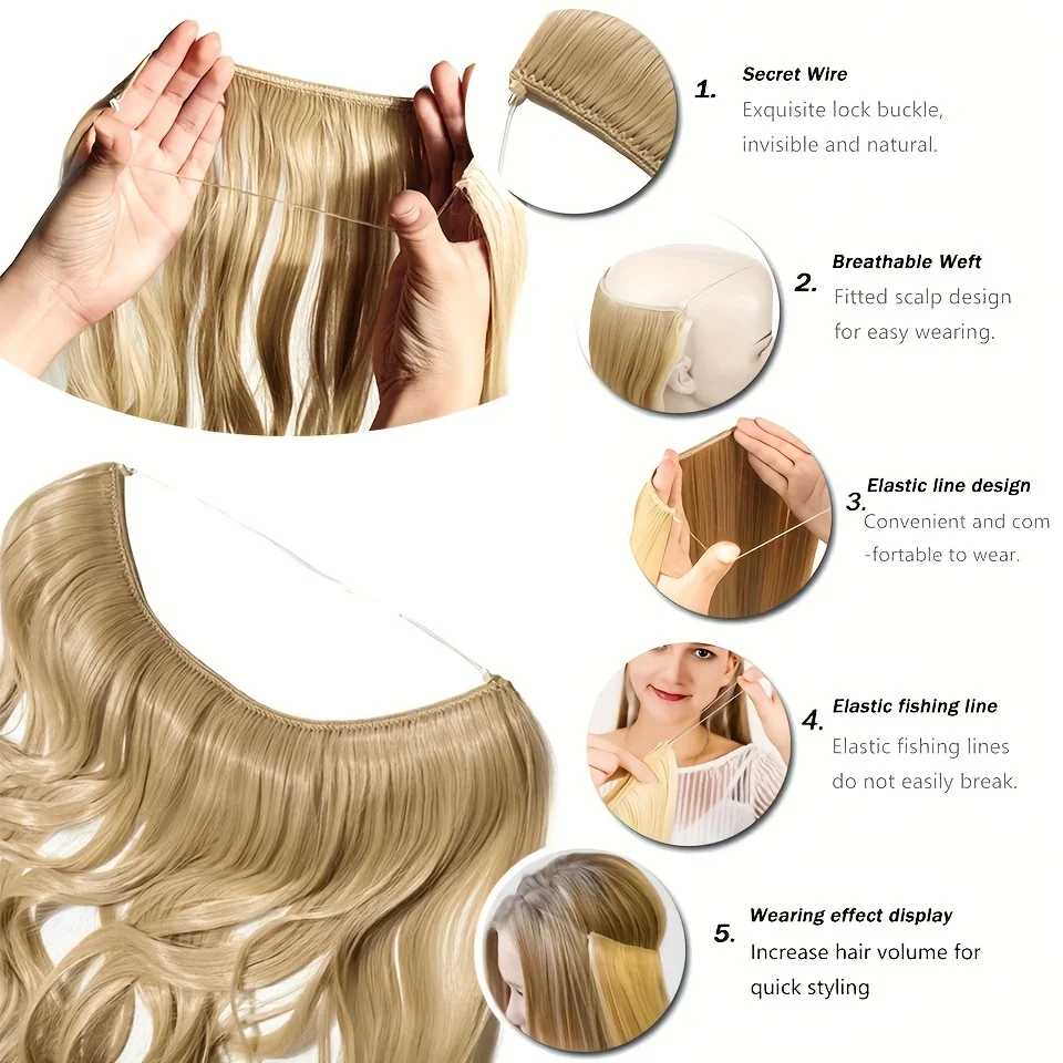 Synthetic Blonde Black Mixed Color Hair Extension For Women