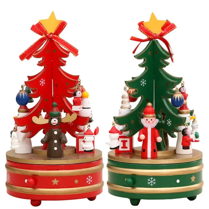 

Christmas Tree Music Box Gift Rotating Xmas Tree Figurine Wind Up Musical Boxes Christmas Festival Decoration Gift For Adults