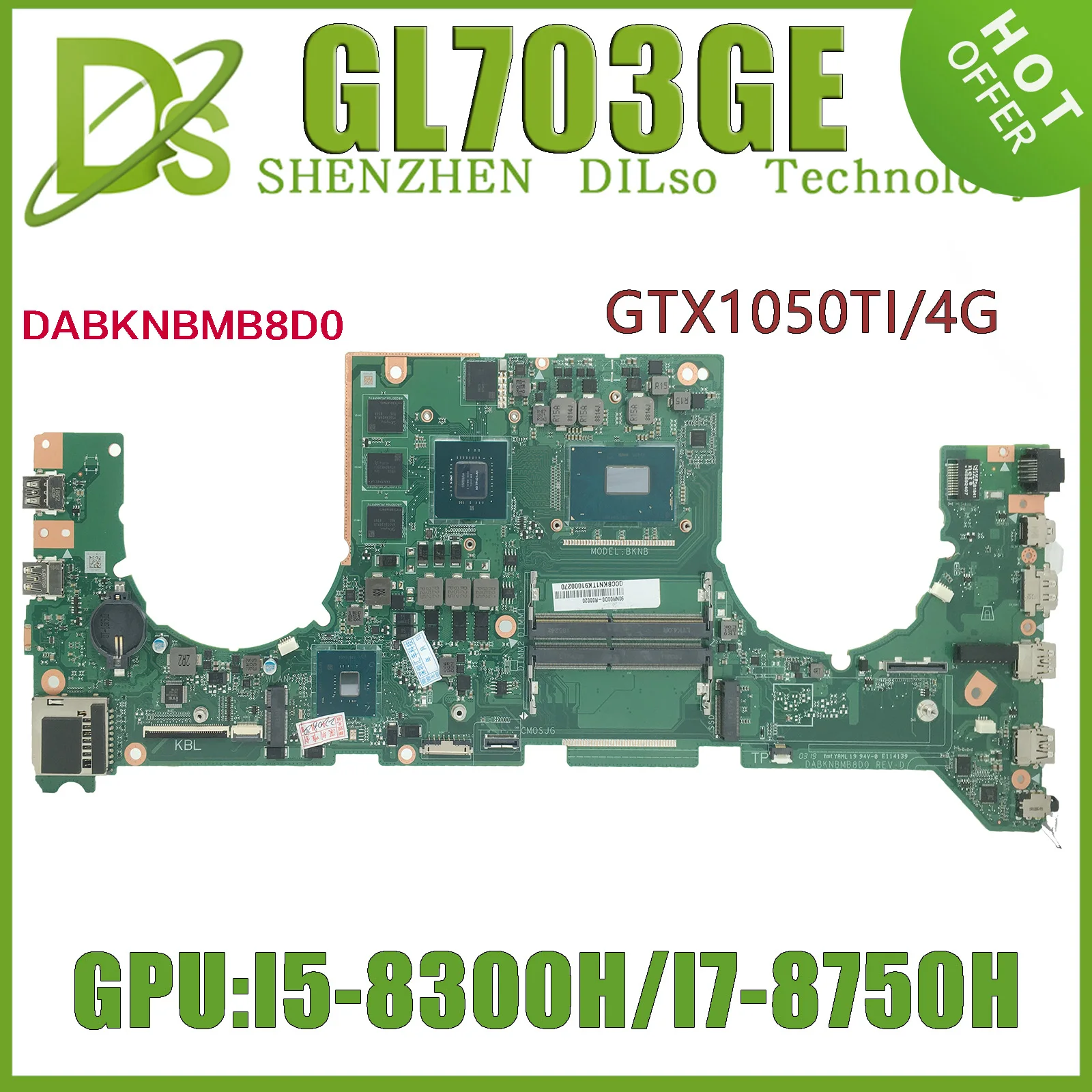 

KEFU GL703GE (DABKNBMB8D0) Mainboard For ASUS ROG Stri SCAR GL703GE S7BE Laptop Motherboard I5-8300 I7-8750H GTX1050TI 100% Test