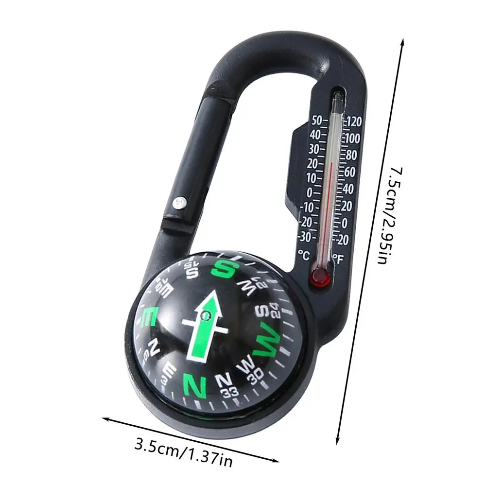 Description Picture 2 of itemOutdoor Mountaineering Buckle Compass Pointer Mini Keychain Thermometer Compass Key Hook Camping Tools Compass Carabiners