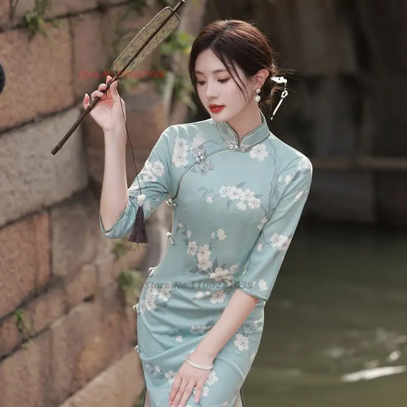 2025 ߱  qipao   Ʈ ̵ cheongsam 巹 qipao  Ƽ ȸ ̺ 巹 vestido