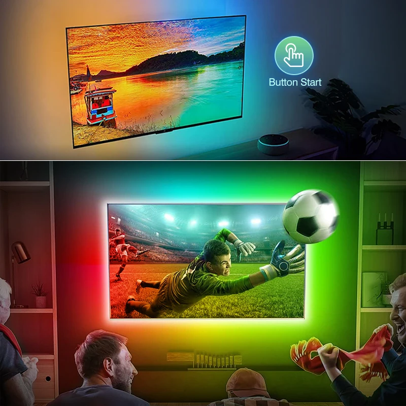 TV 주변 백라이트 컬러 실시간 동기화 LED 조명 스트립, 4K HDMI 호환 2.0 장치 싱크박스 조명 키트, 40-85 인치