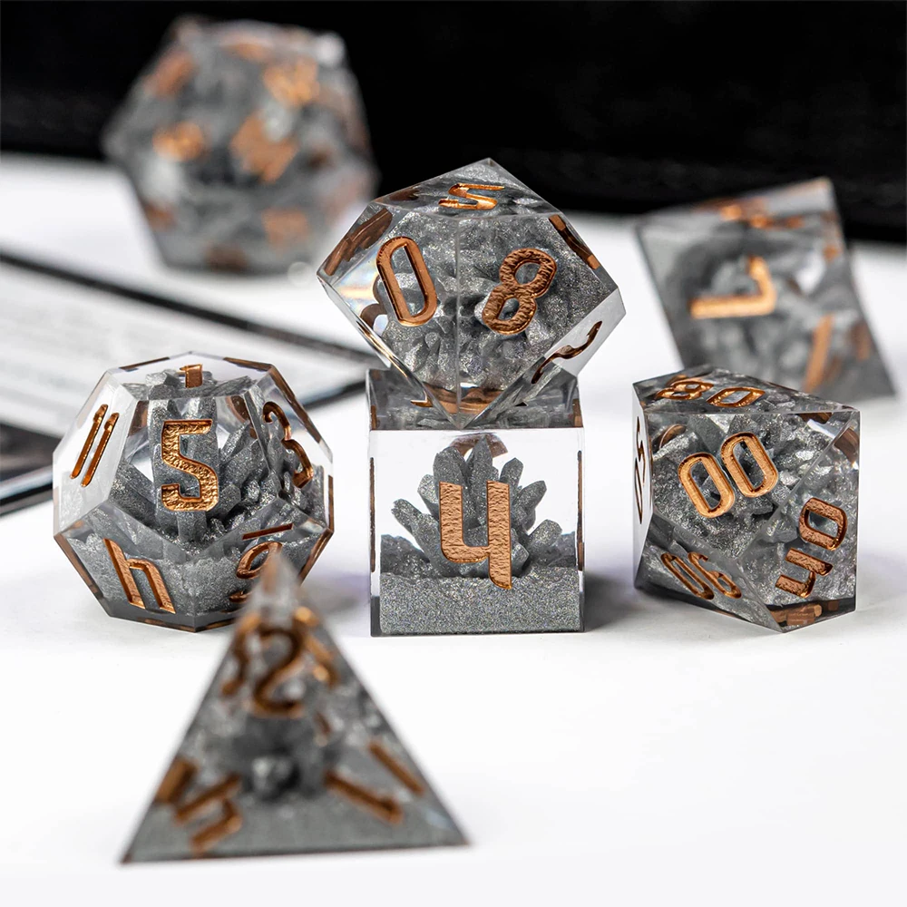  DND Dice Set,Dungeons And Dragons Dice Set,Handmade Sharp  Edge 7 Resin D&D Die For DND Dungeons And Dragon Game