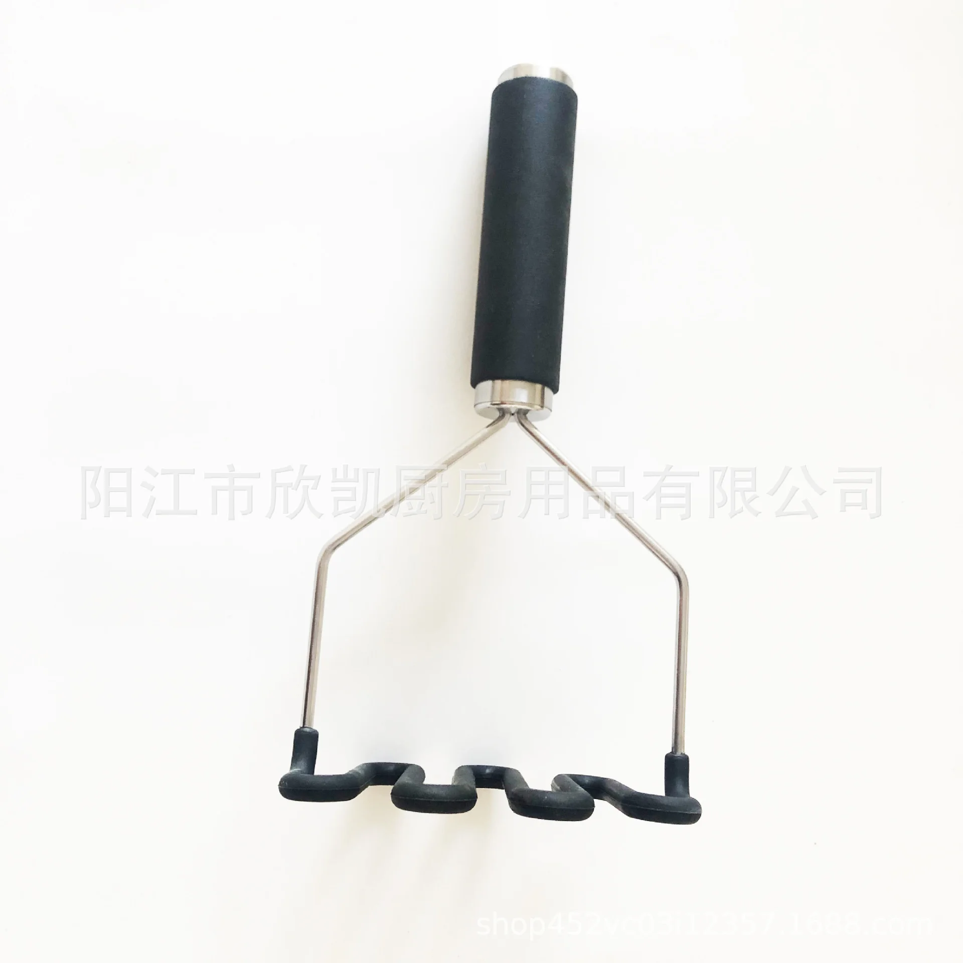 Stainless steel potato press with soft plastic handle for household kitchen potato masher stainless steel press