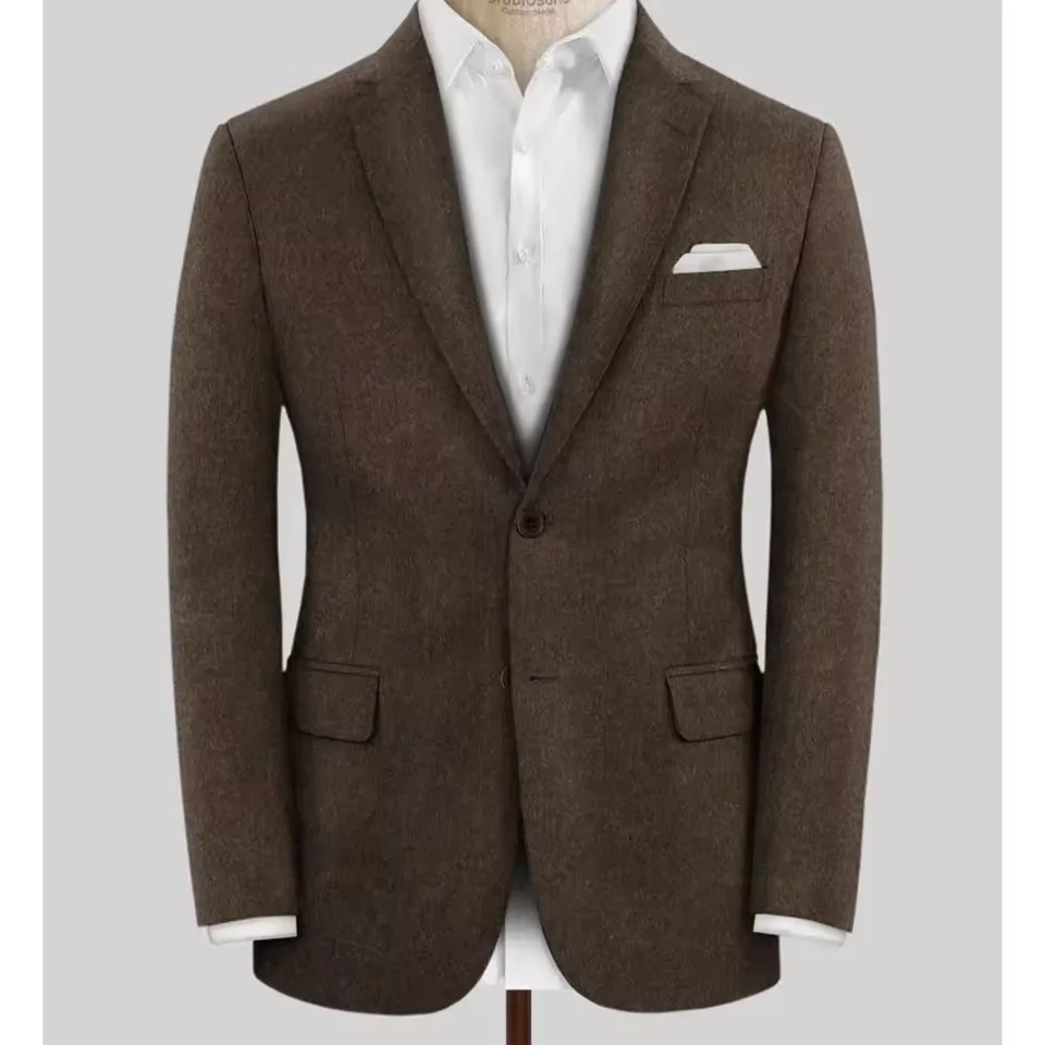 Men's Wool Blazer Single Breasted Slim Fit Suit Jacket Elegant Business Casual Stylish Comfortable Formal Coat Mens Tweed Outer - 4