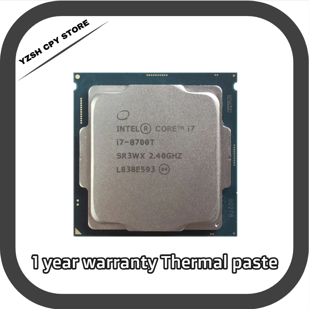 

Intel Core i7-8700T i7 8700T 2.4 GHz Six-Core Twelve-Thread CPU Processor 12M 35W LGA 1151