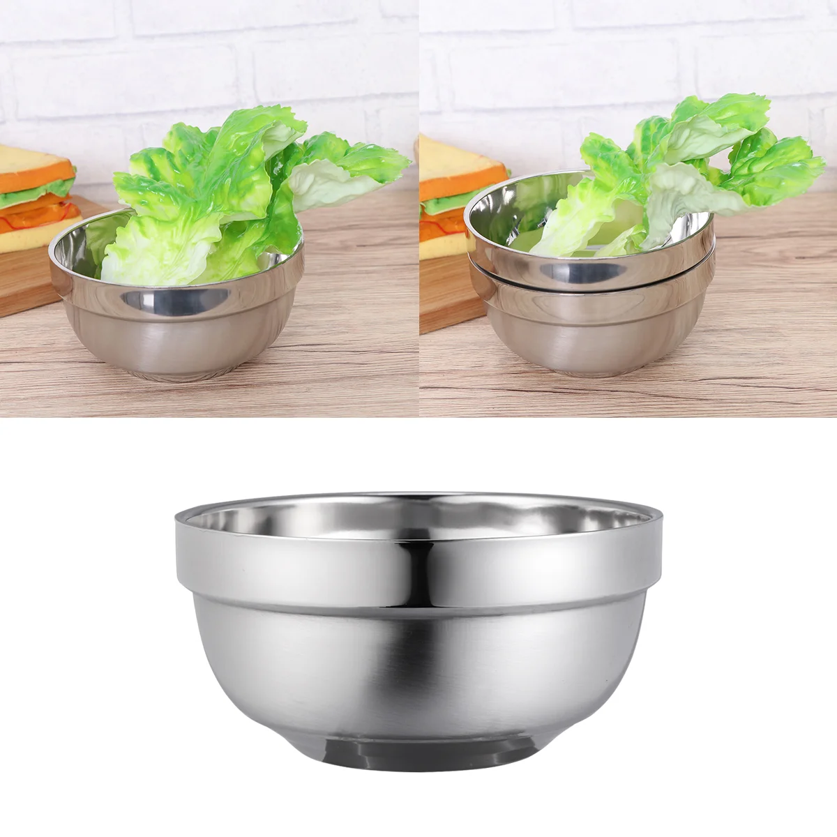 

6pcs Stainless Steel Bowls Set Metal Soup Bowls Mixing Bowls Salad Noodle Rice Bowl Containers Serving Bowls 13cm