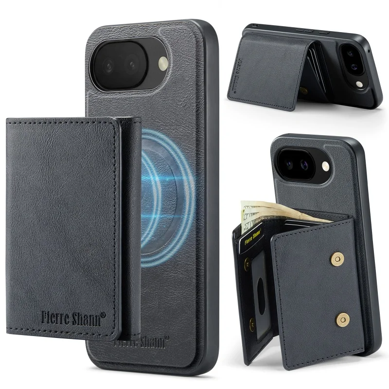 Magsafe Wallet Leather Phone Case with Card Holder & Cash Bag
