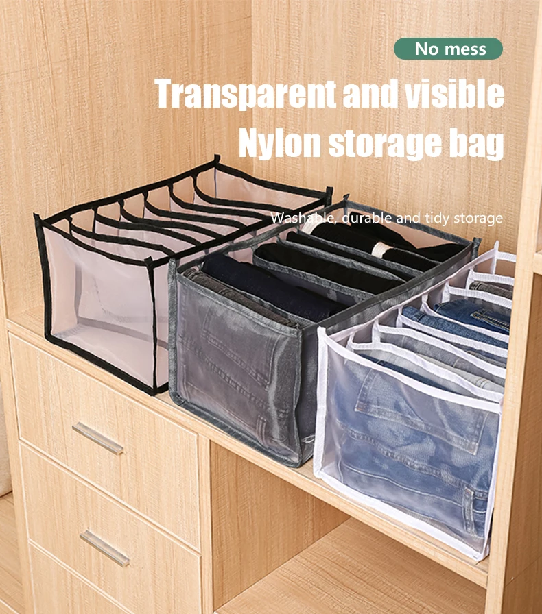 6/7/11 Grid 5pcs Bra Storage Box Dorm Sock Closet Home Separate Underwear  Storage Box Mesh Plaid Foldable Drawer Organizer