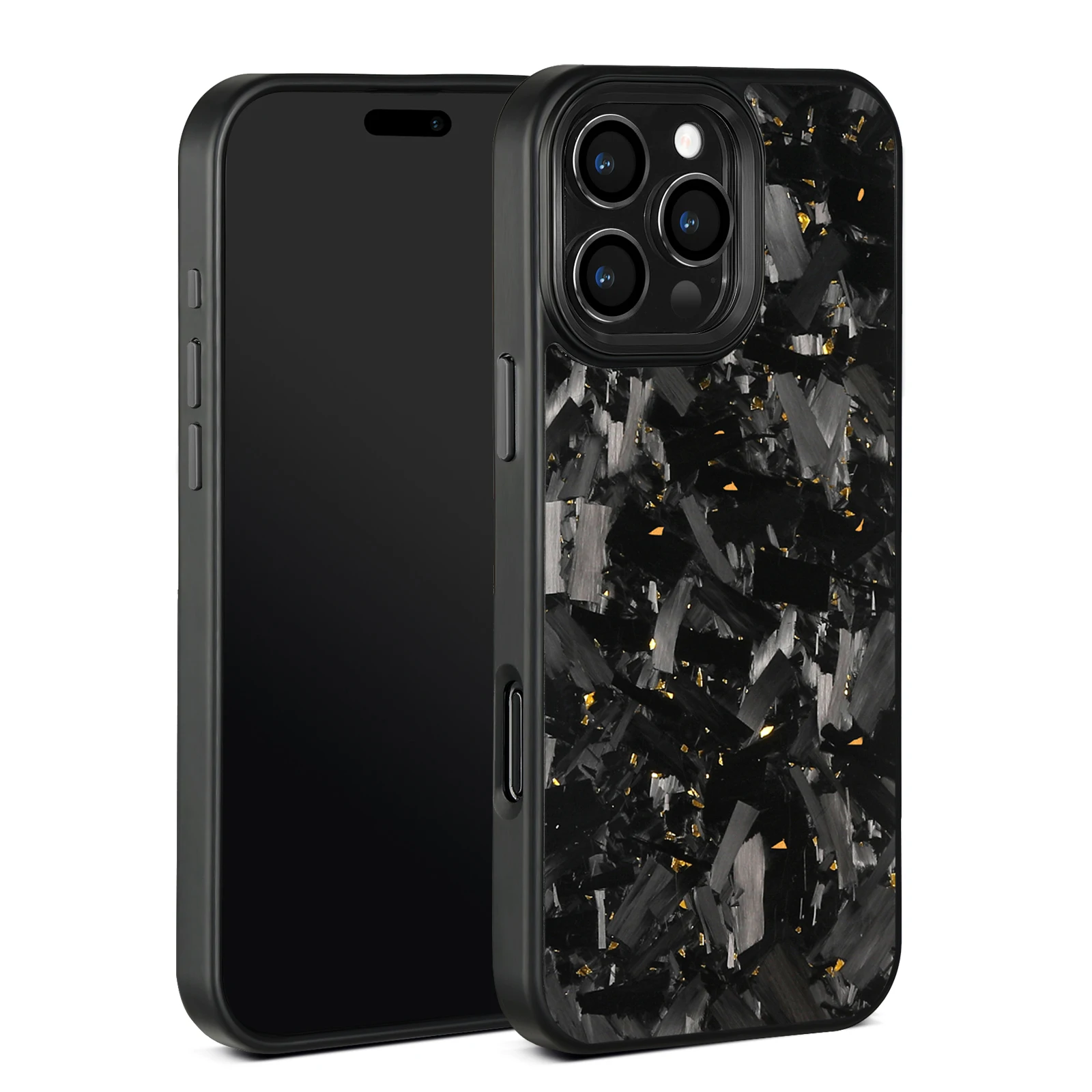 Magnetic Forged Carbon Fiber Phone Case with Metal Lens and Buttons for Car MagSafe Holder Charger