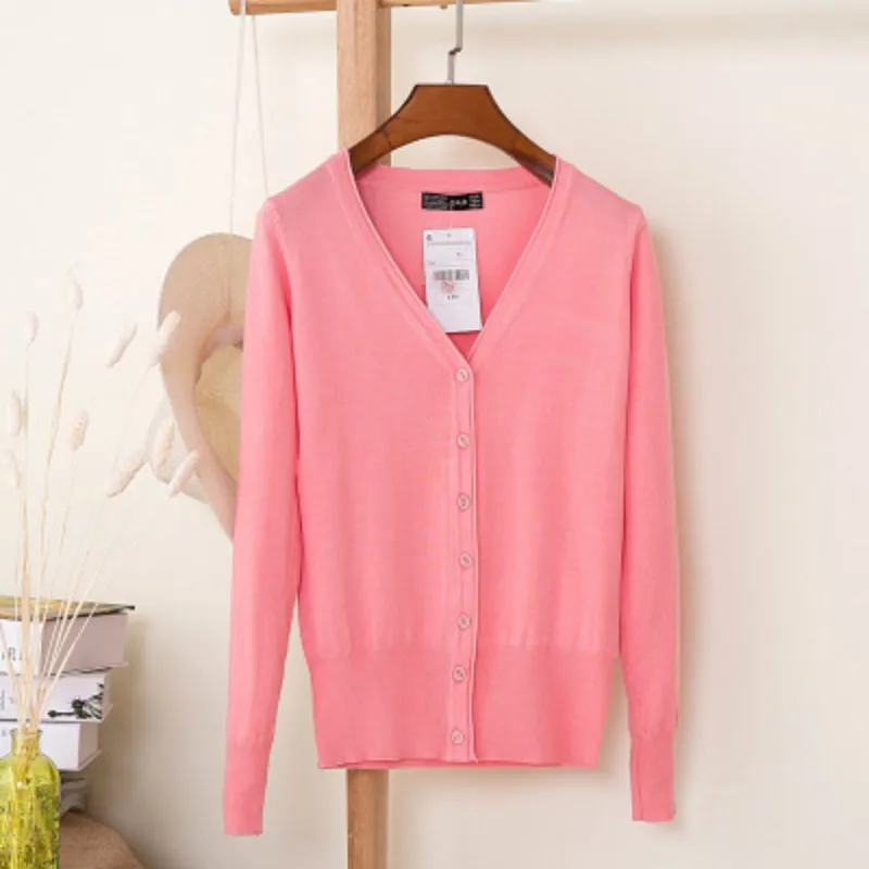 

2024 Spring Autumn Loose Sweater Short Knitted Top Women Cardigan Thin Style Long Sleeved Shawl Coat Ladies Casual Clothes
