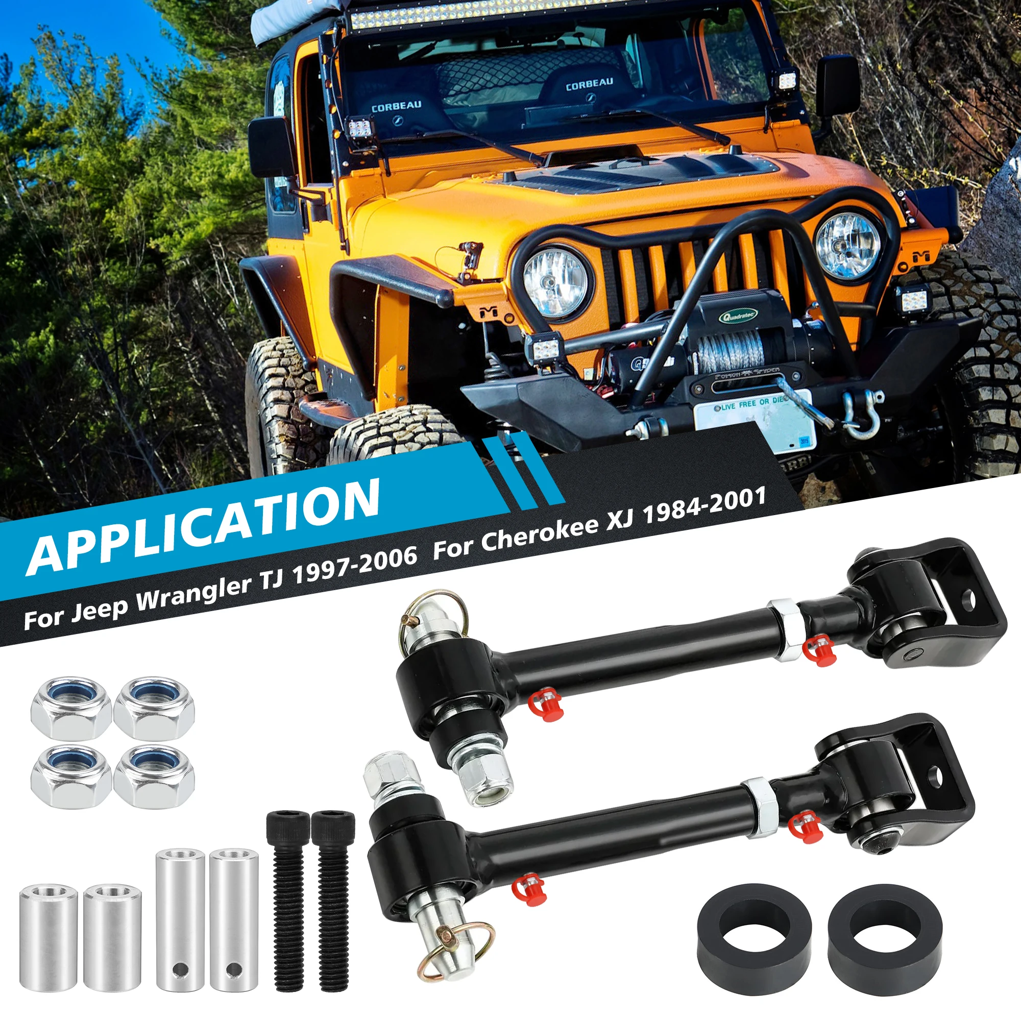Front Swaybar Quicker Disconnect System Simple Install Adjustable Front Sway Bar Disconnects for Wrangler TJ JKS 1997 To 2006