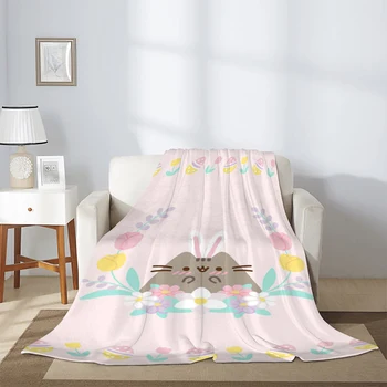 귀여운 두꺼운 겨울 담요, 만화 고양이 장식 담요, P-Pusheen 극세사 침구, 무릎 소파, 따뜻한 양털, 푹신하고 부드러운 낮잠