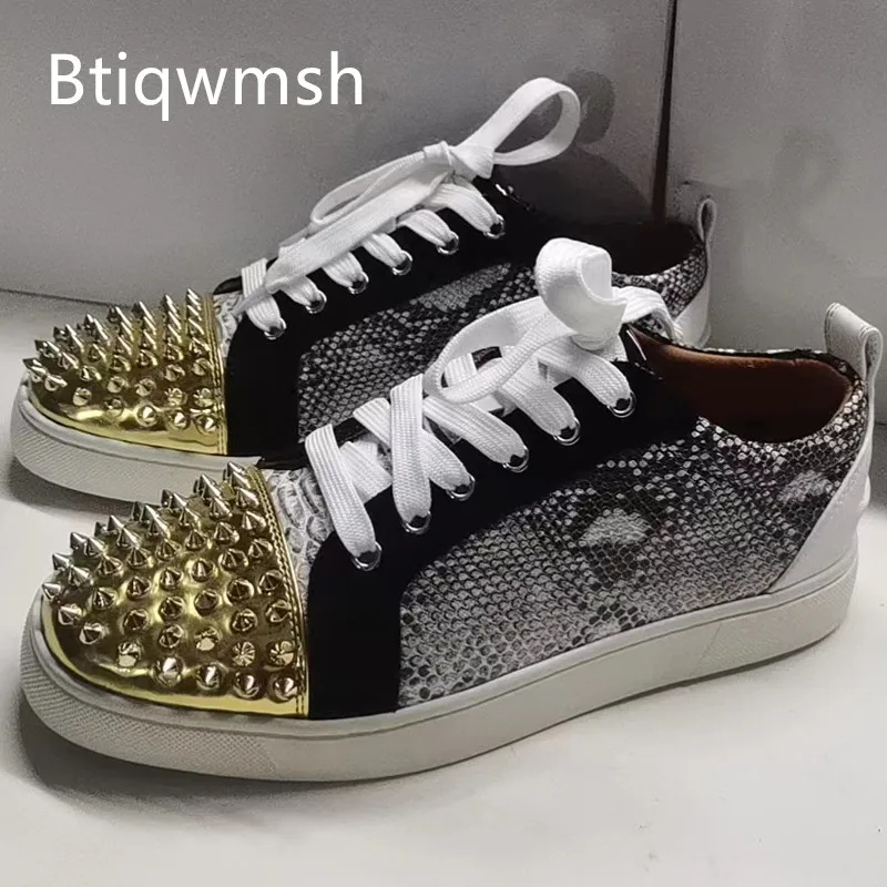 

Handmade Spiked Shoes Man Rivet White Leather Flat Shoes For Men Fashion Loafer Shoes