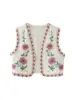 Zevity Women National Style Sleeveless Position Floral Embroidery Short Vest Jacket Ladies Casual Crop WaistCoat Tops CT4110 3