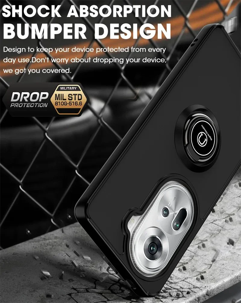 Matte Shockproof Phone Case with Magnetic Ring Stand Holder