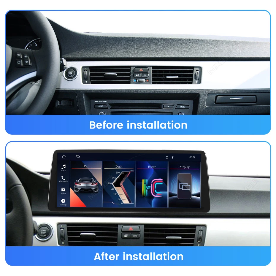 MEKEDE Radio para coche con sistema Linux de 12,3 pulgadas, HD 2400*900, para BMW Serie 3 E90 E91 E92 E93 2005-2012, sin pantalla, estilo inalámbrico, Carplay, Android, navegación GPS, reproductor multimedia, autorradio, WIFI, BT, compatible con Mirror Lin-K, cámara de sistema dual OEM, autoradio estéreo 3