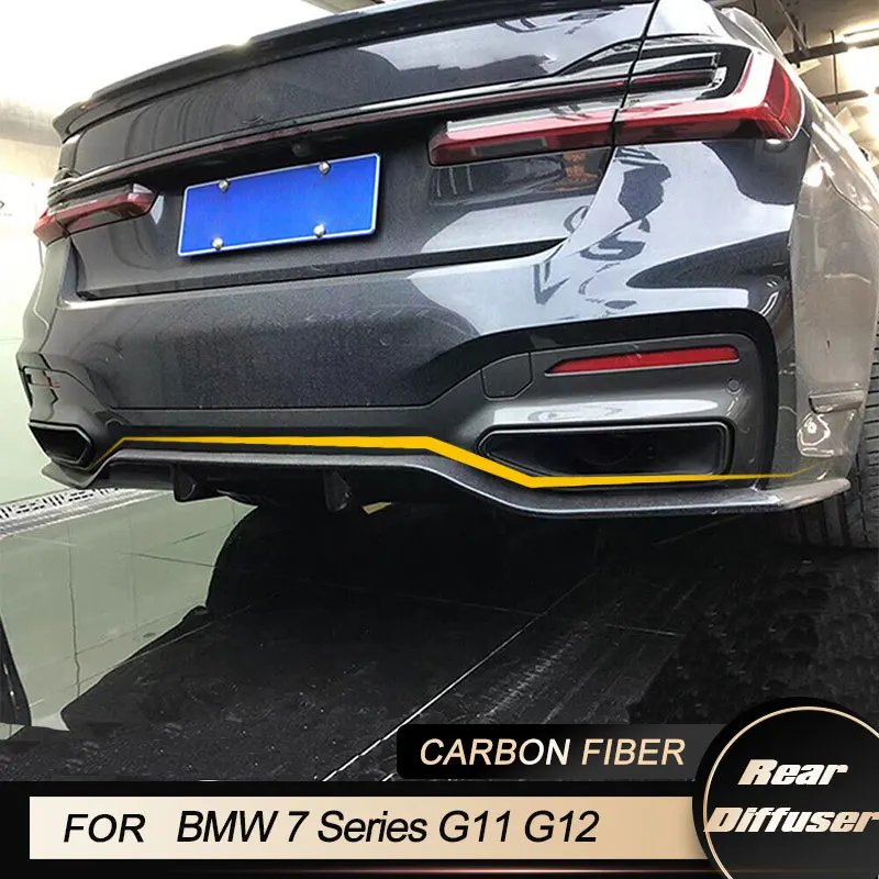 

Автомобильный задний бампер, диффузор, спойлер для BMW 7 серии G11 G12 M Sport 2019 2020, гоночный задний диффузор, губа, фартук из углеродного волокна