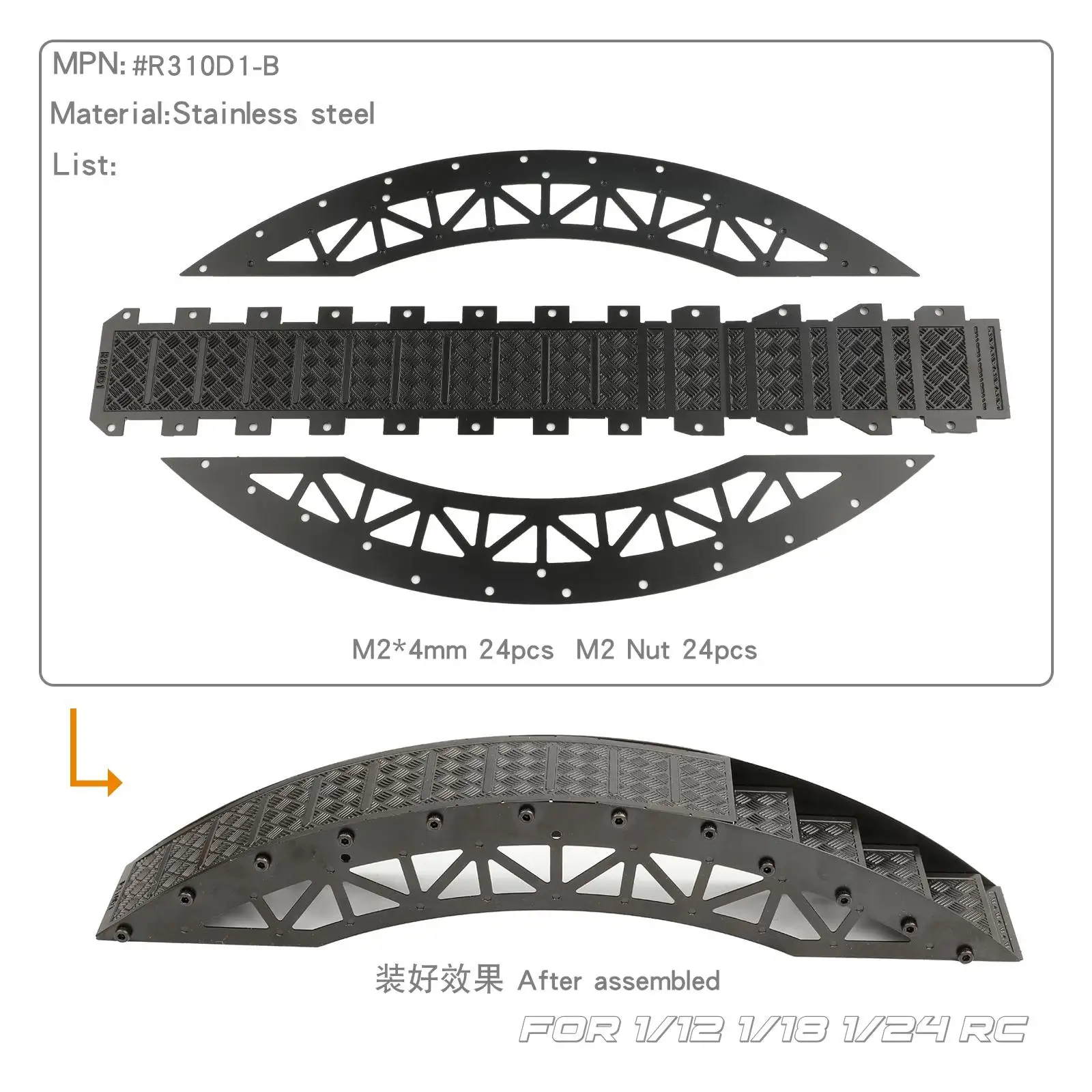 Rampe Obstacles Voiture RC 1/18 1/24 Pont Acier Inoxydable