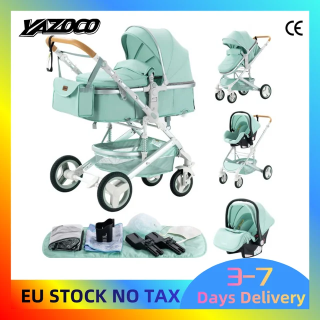 Poussette multifonction 3 en 1 pour bébé avec poussette compacte pliable légère, siège auto et nacelle de couchage 1