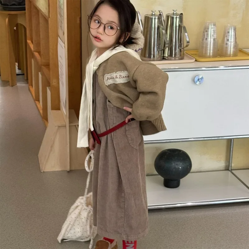 2026 새로운 봄 가을 한국 스타일 어린이 스웨터 카디건 블루 커피 오-넥 니트 코트 어린이 소년과 소녀 의류 A6565