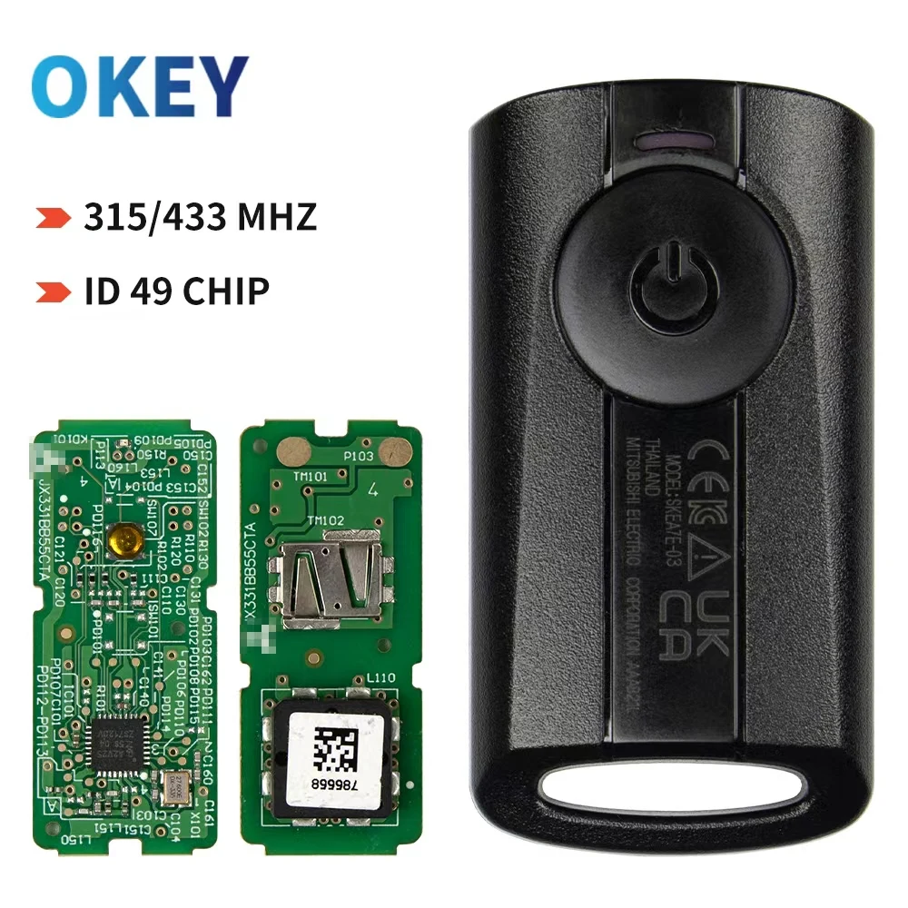 Okey กุญแจรถจักรยานยนต์ระยะไกลสำหรับ Yamaha aerox jaquns bix xmax nvx 315 433MHz ID49รุ่น SKEA71-03การ์ดของแท้