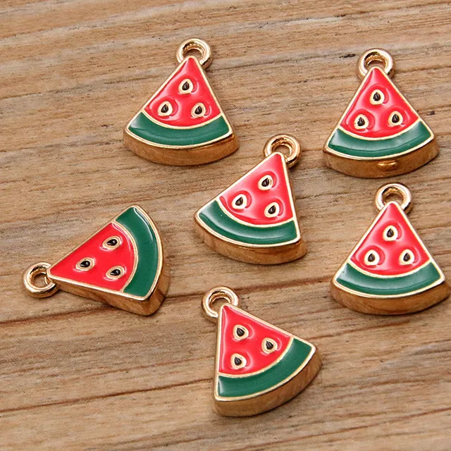 10Pcs Gold Plated Enamel Strawberry Apple Fruits Charms Pineapple Cherry  Pendants for Jewelry Making Bracelets Earrings Necklace