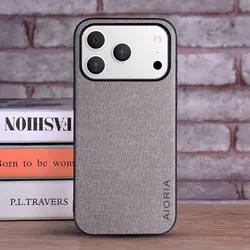 Luxury Textile Leather Phone Case - Fashionable Coque Cover - iPhone 17 Pro (Light Gray)