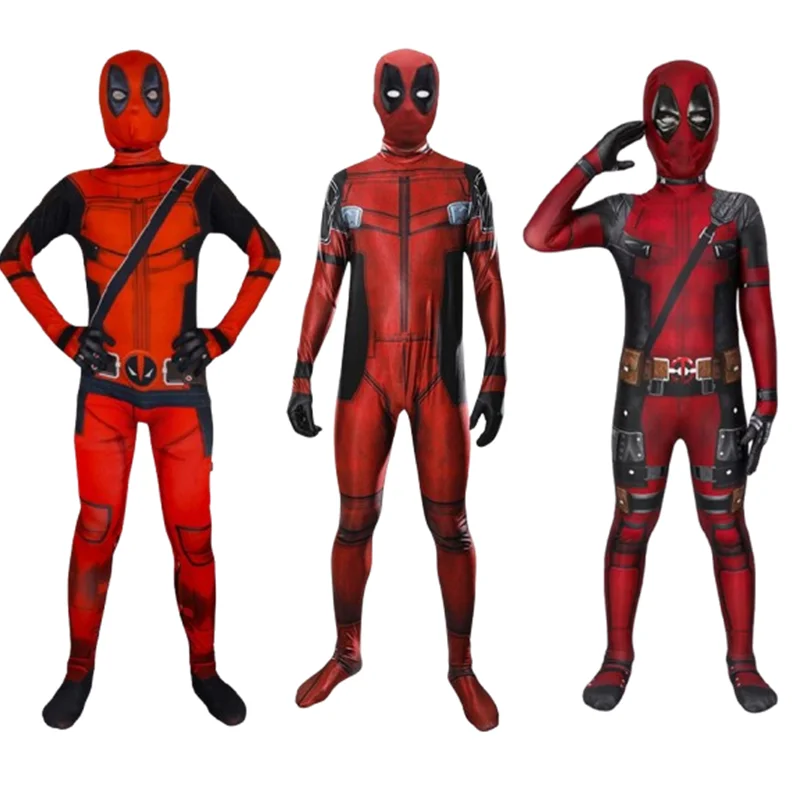 Cosplay Jumpsuit MINISO Deadpool Bodysuit For Adults Boys Flexible Jumpsuit Mask 3D Printing Halloween Birthday Party