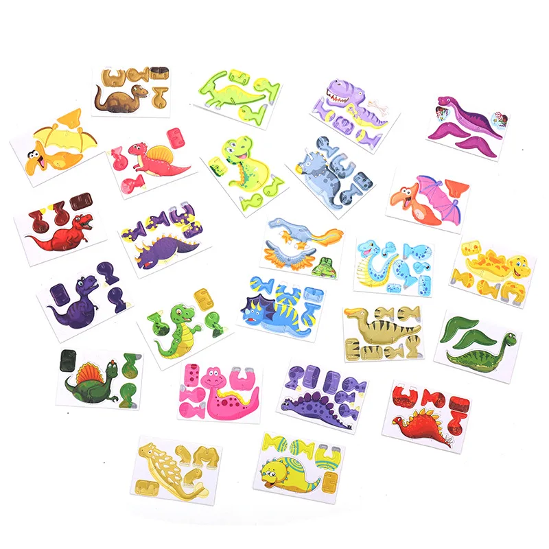 50pcs 3D Jurassic Dinosaur Puzzle Paper Preschool Kid Baby Jigsaw Puzzles Cartoon Learning Educational Christma Toy for Children 3