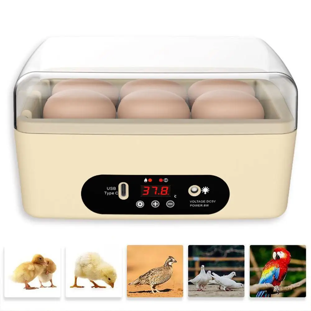 

6-egg Mini Smart Chicken Duck And Goose Incubator With Fully Temperature Control Automatic/semi-automatic Optional Design Y3S8