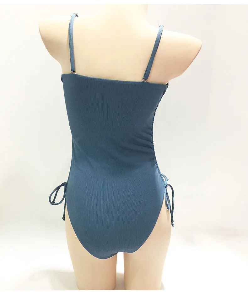 Sexy einteilige hoch taillierte Frauen Bikini 2022 Sommer Schnürung solide Badeanzug Overall Strand Bademode Frau Cupshe Bikinis