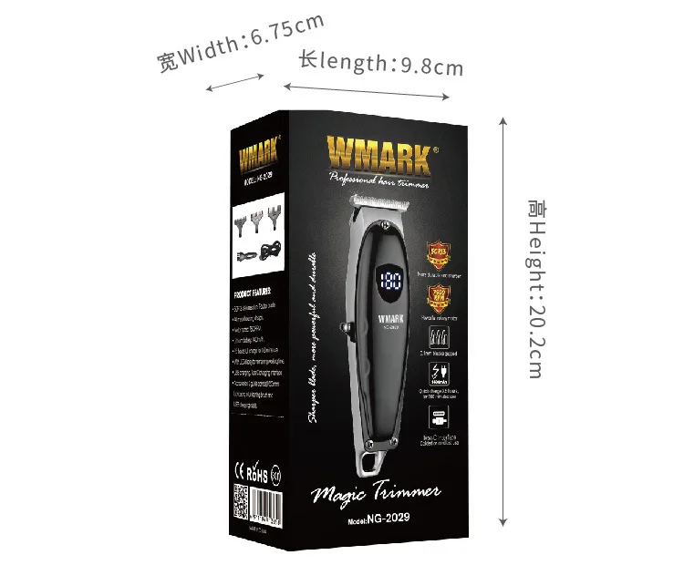 WMARK-All-Metal Clipper Cabelo Profissional, Aparador de Cabelo