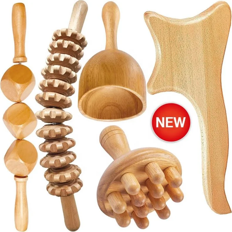 2023 Self Massage Tools Neck Machine Stick Body Shaping Wooden Cellulite Massage Roller Set Stick Wood Therapy Massage Tool wooden moxibustion box moxa stick holder neck arm body acupoint warm massage moxibuting therapy device chinese medical