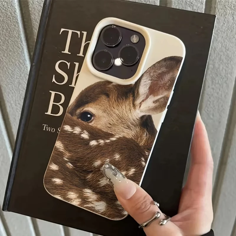Close-Up Sika Deer Illustration Pattern TPU Case for iPhone 17 Pro Max 16 15 14 13 12 11 XS XR X 7 8 Plus Stylish TPU Soft Cover 4