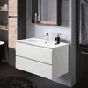 Bathroom Vanity Wall Mounted Floating Vanity Two Drawers Storage Cabinet with White Ceramic Integrated Sink 2