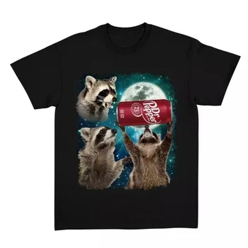 Funny Meme Three Raccoons Vintage T Shirt Creative Design Graphic Printed Women Crewneck Tee Tops Women Clothing Fashion Y2K Top 1