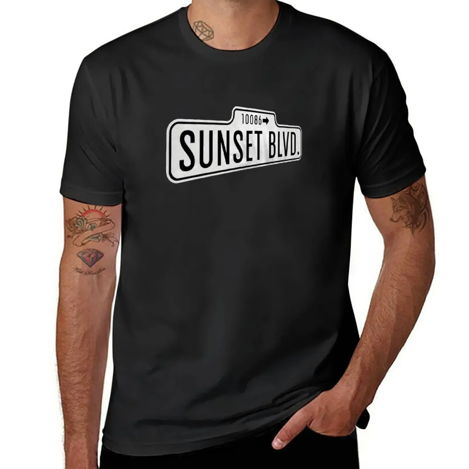 

Sunset Blvd T-shirt plain tees vintage clothes t shirts for men pack