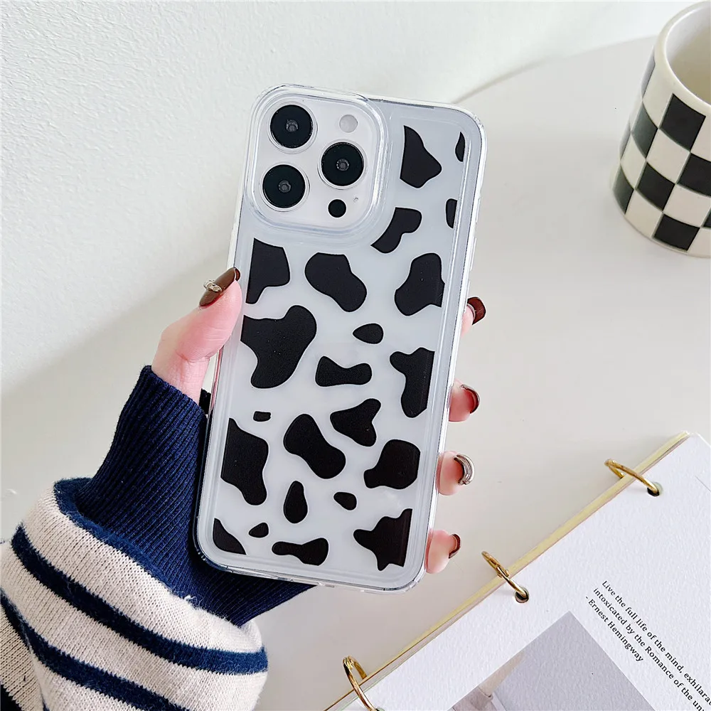 Leopard Print Fall Klar Silikon Abdeckung Für iPhone 12 13 11 Pro Max 14 15 Plus Airbag Stoßfest Funda_voghion.com