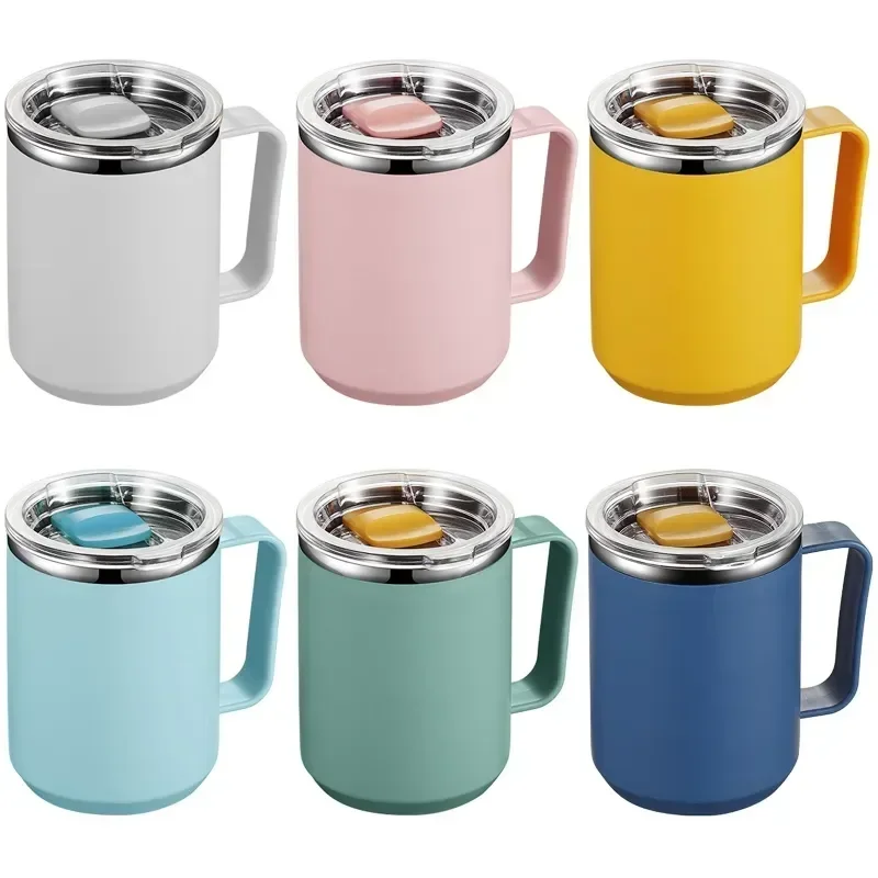 Vacuum Mug with Lid Handle Double Wall Stainless Steel Mug with Handle and Lid Portable Insulated Cup for Traveling Water Bottle