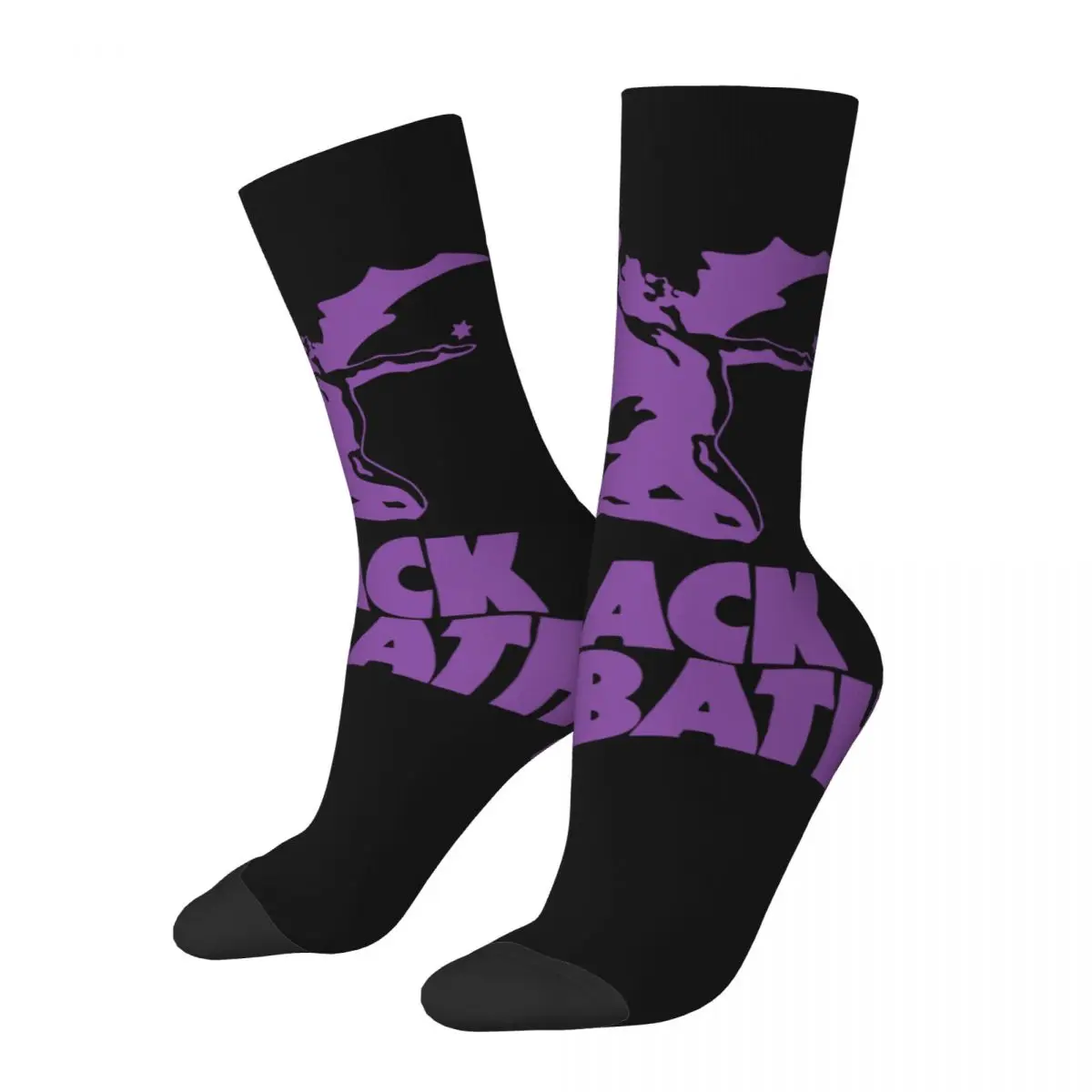 

Cool Members Of Black Football Socks Black Rock Band Sabbath Polyester Middle Tube Socks for Unisex Sweat Absorbing