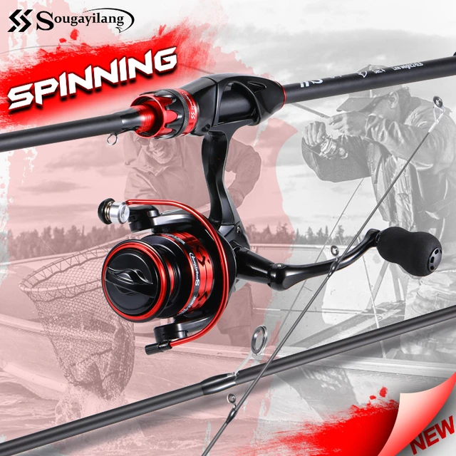 Sougayilang Spinning Fishing Combo 2.1m 4 Sections Carbon Fiber Fishing Rod  5.2:1Speed Ratio Fishing Reel for Freshwater Fishing - AliExpress