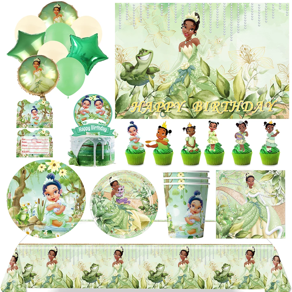 

The Princess And Frog Tiana Theme Birthday Party Decorative Disposable Tableware Background Balloon Banner Baby Shower Girl Gift